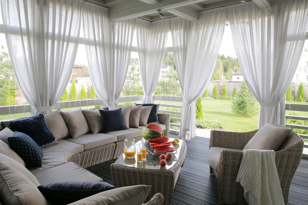 Curtains for the terrace in a private house