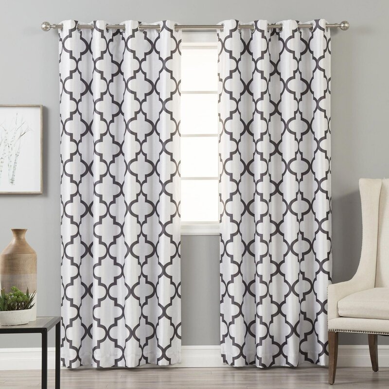 Curtains with a geometric pattern