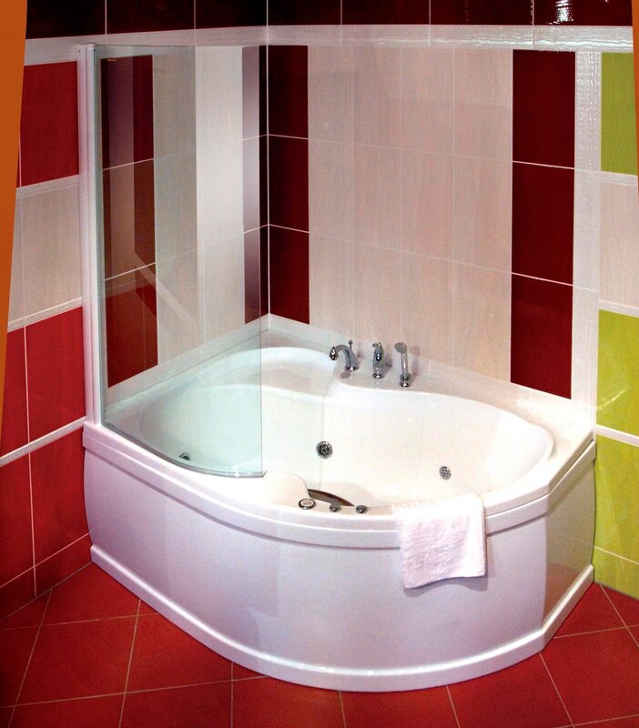 Shower curtain for a corner bathtub