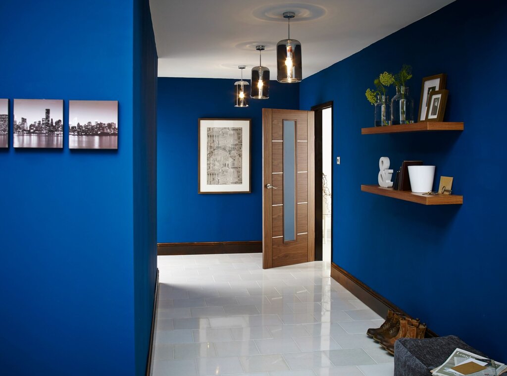 Blue hallway