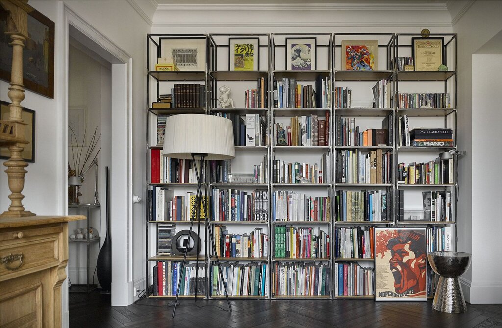 Soviet bookshelves in modern interior