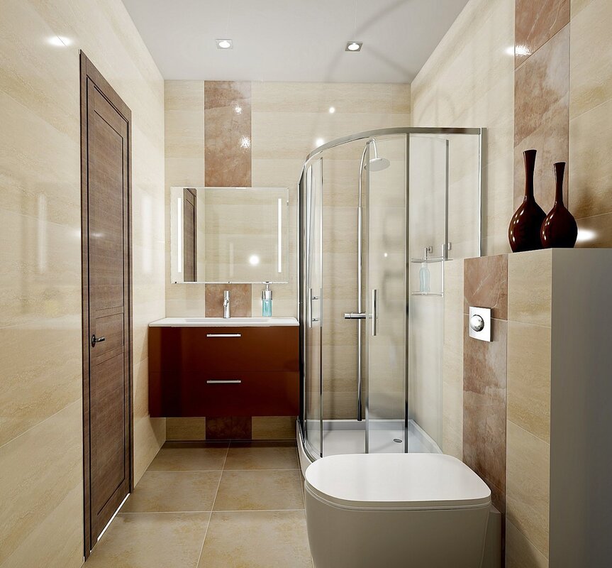 Combined bathroom with shower