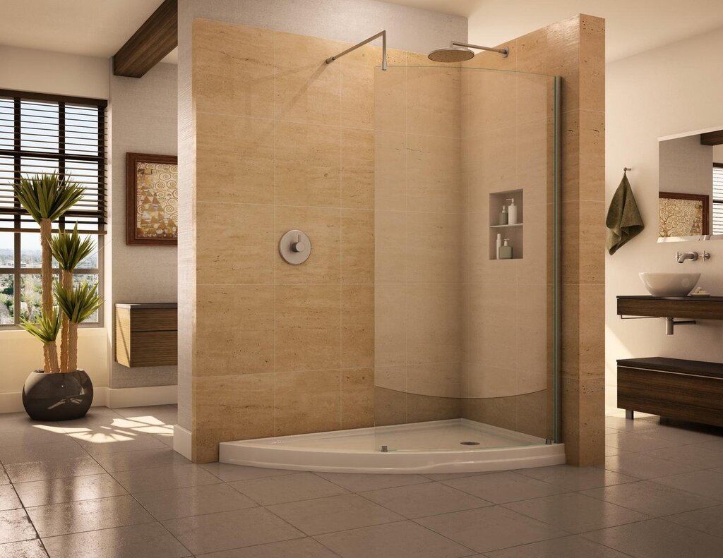 Modern shower cabin without a tray