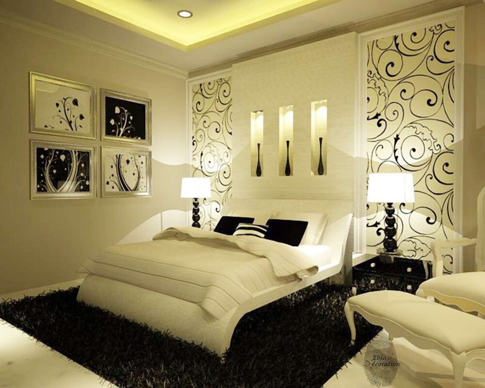 Modern wall finishes in the bedroom