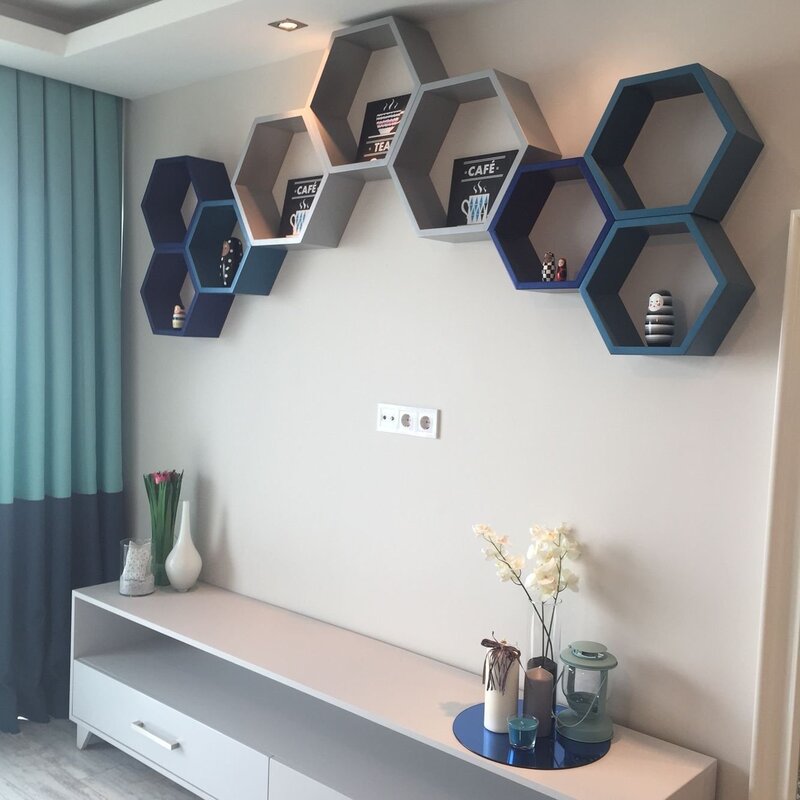 Modern shelves on the wall