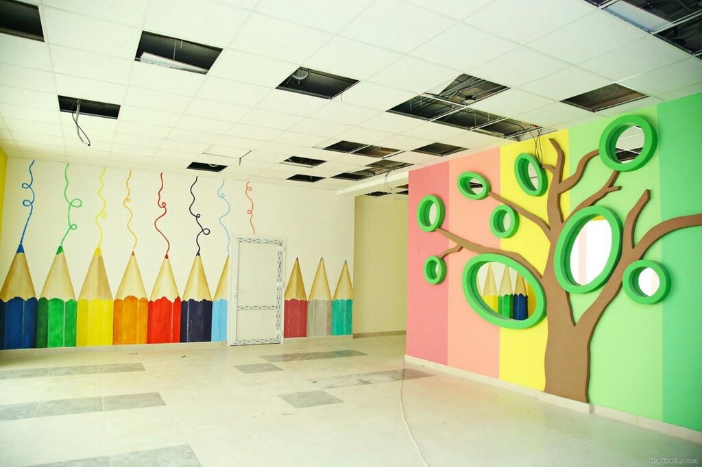 Современный дизайн стен в школе