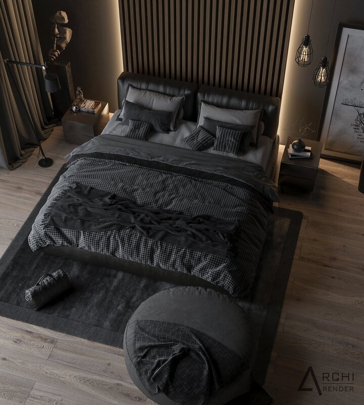 Спальня в черном цвете