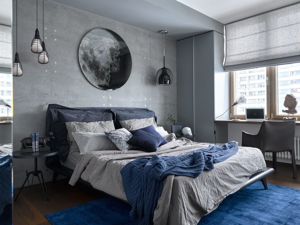 Bedroom in dark gray tones