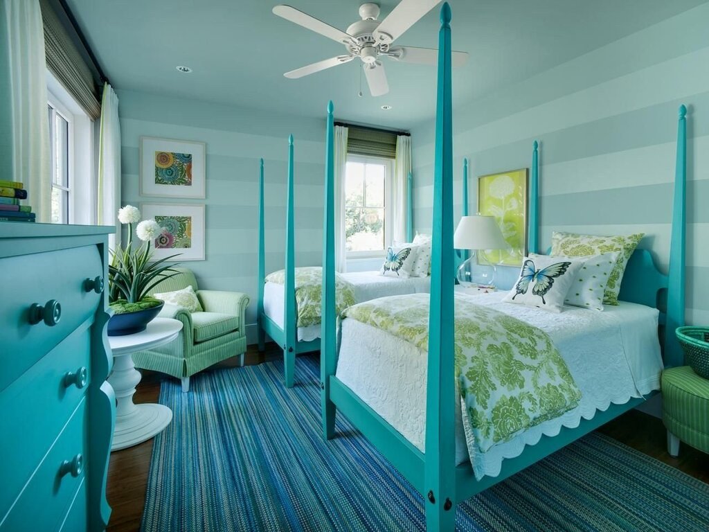 Bedroom in Tiffany color 46 фото