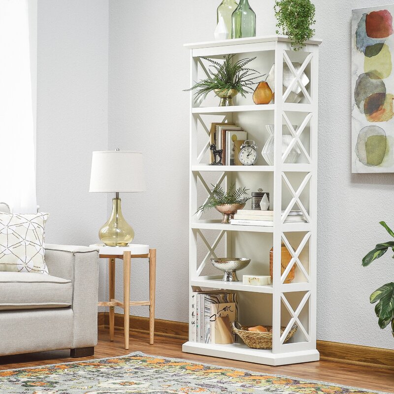 White wooden shelving unit