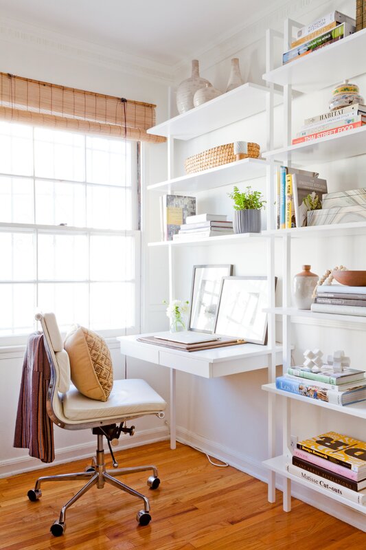 Shelving unit with a workspace