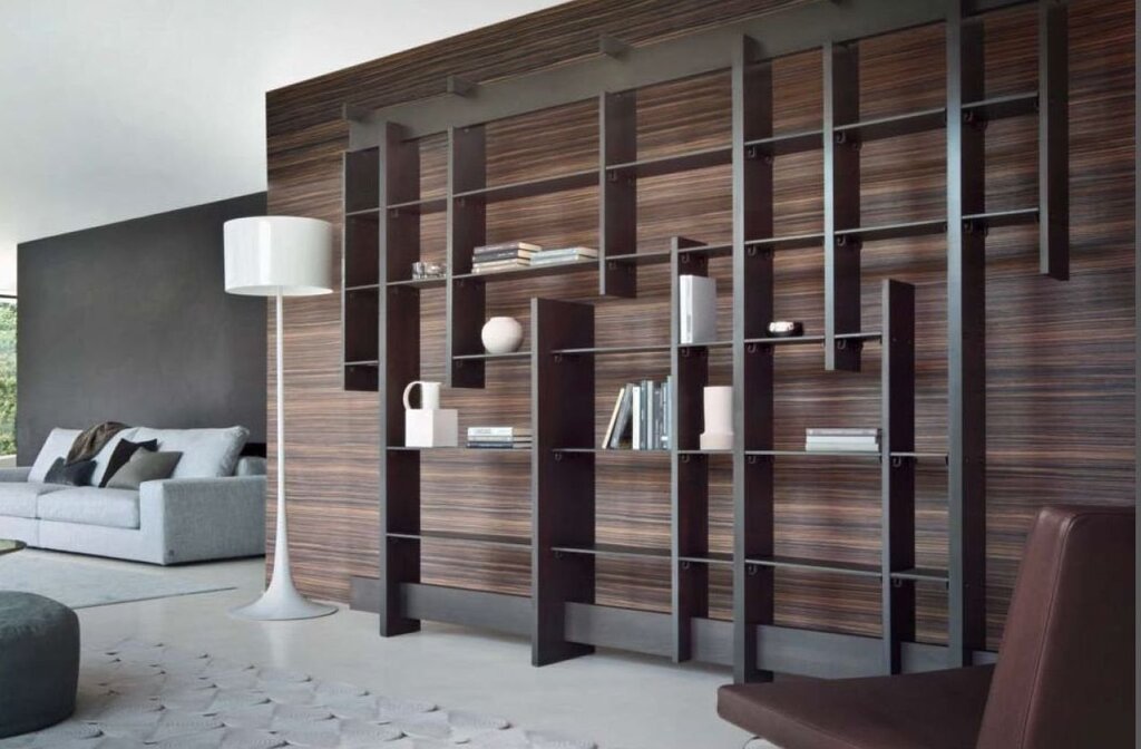 A shelving unit in a modern style