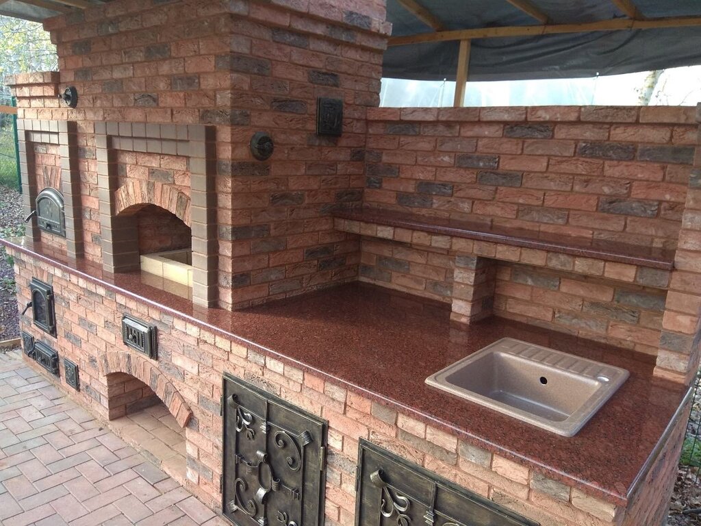 Brick barbecue countertop