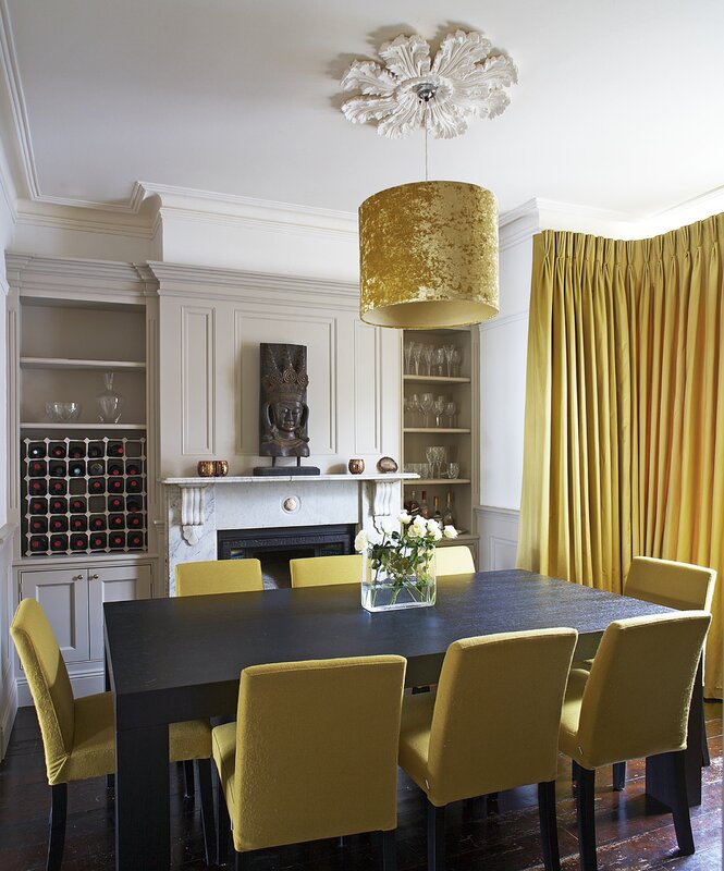 Dining room in yellow color