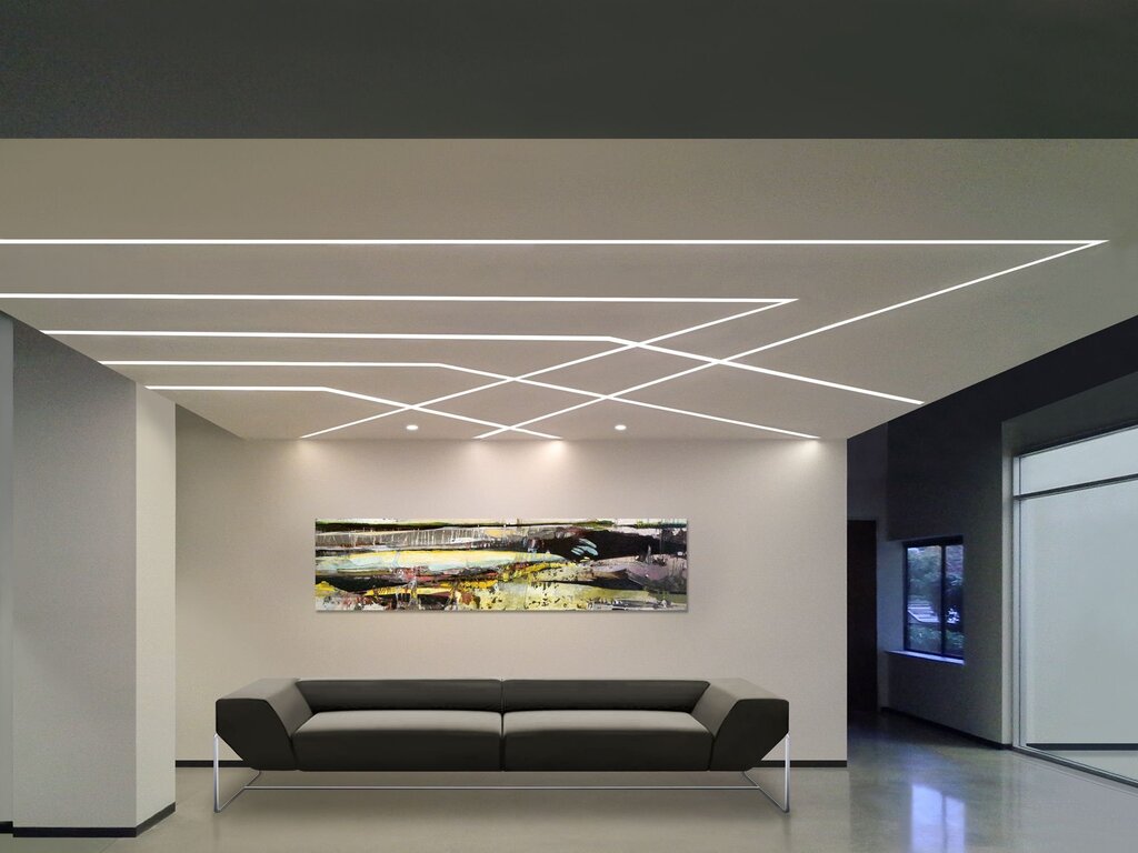 Light lines in a drywall ceiling