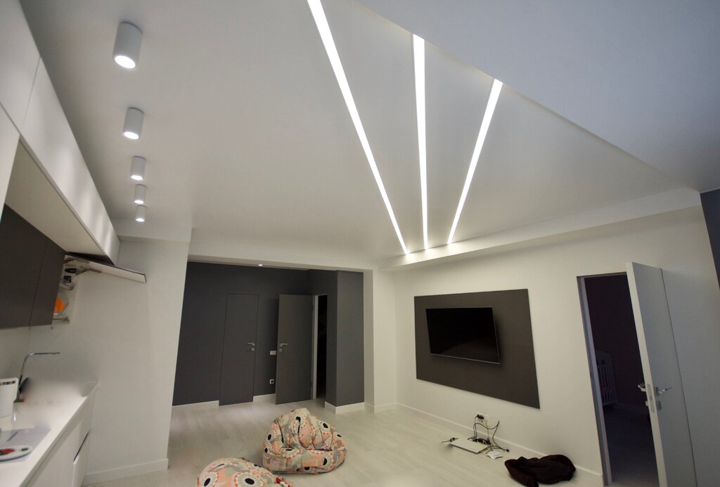 Light strips on the ceiling