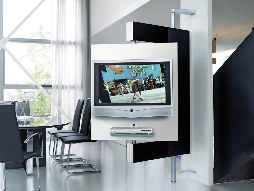 A television on a stand in the interior