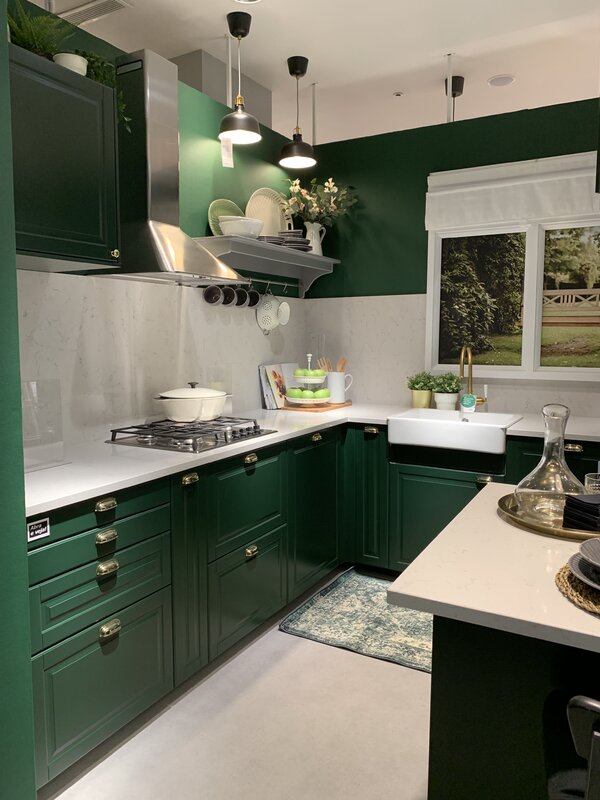 Dark green kitchen