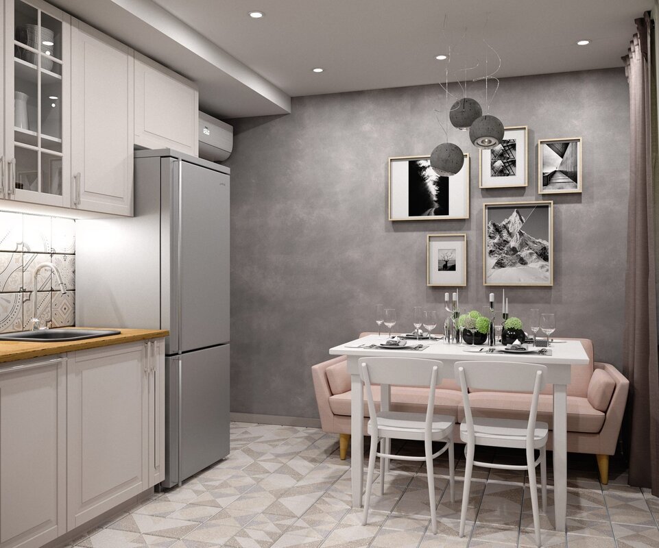 The color of the walls for a gray kitchen