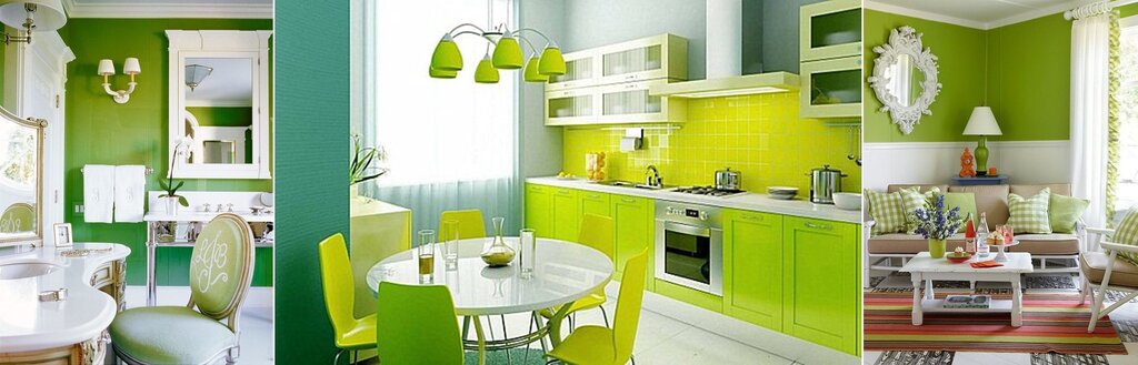 The color of green apple in the interior