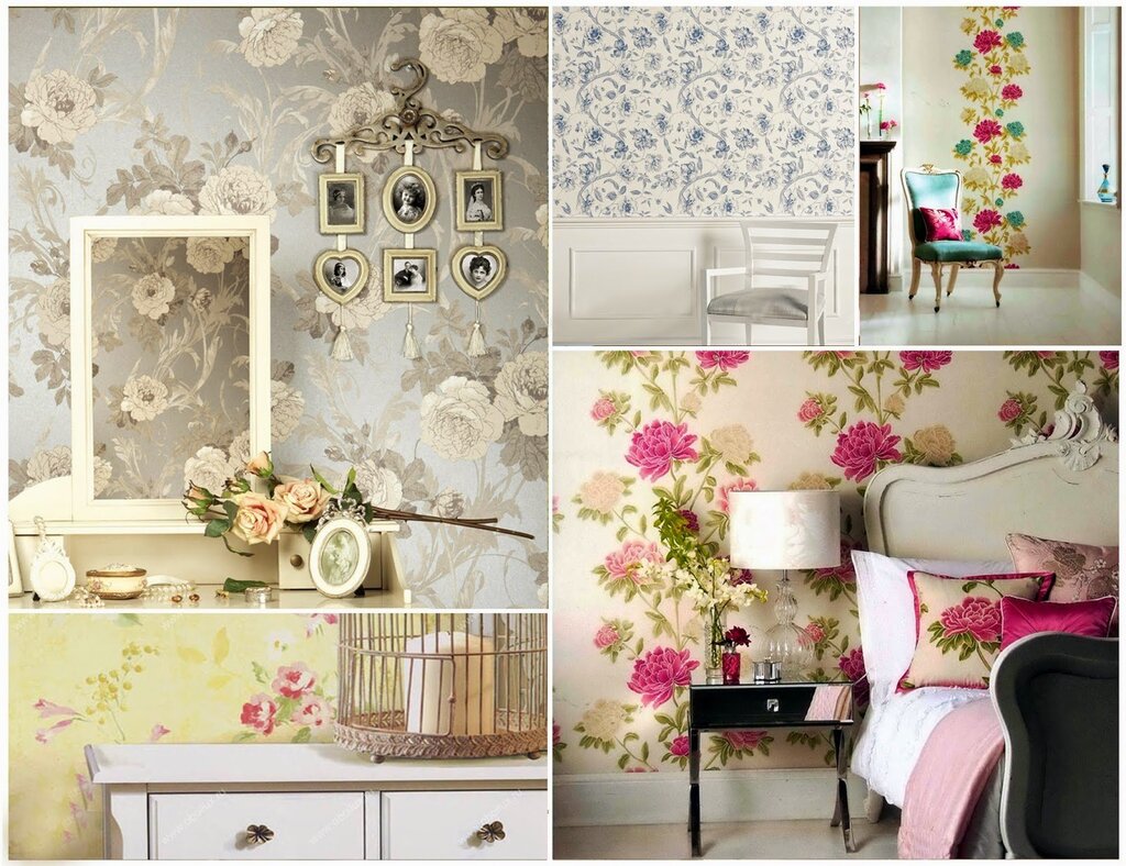 Floral wallpaper in the interior