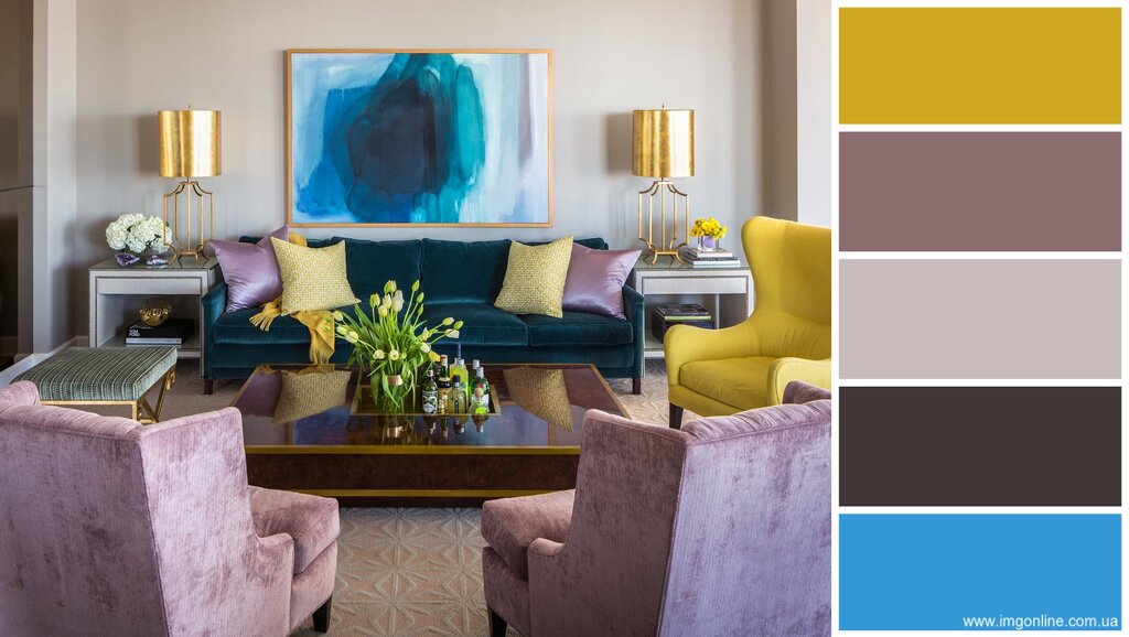 Цветовые сочетания в интерьере гостиной