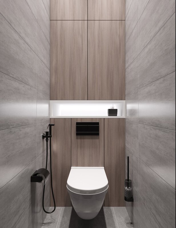 A toilet finished with laminate