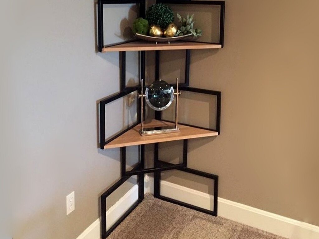 Corner stand with shelves for a room