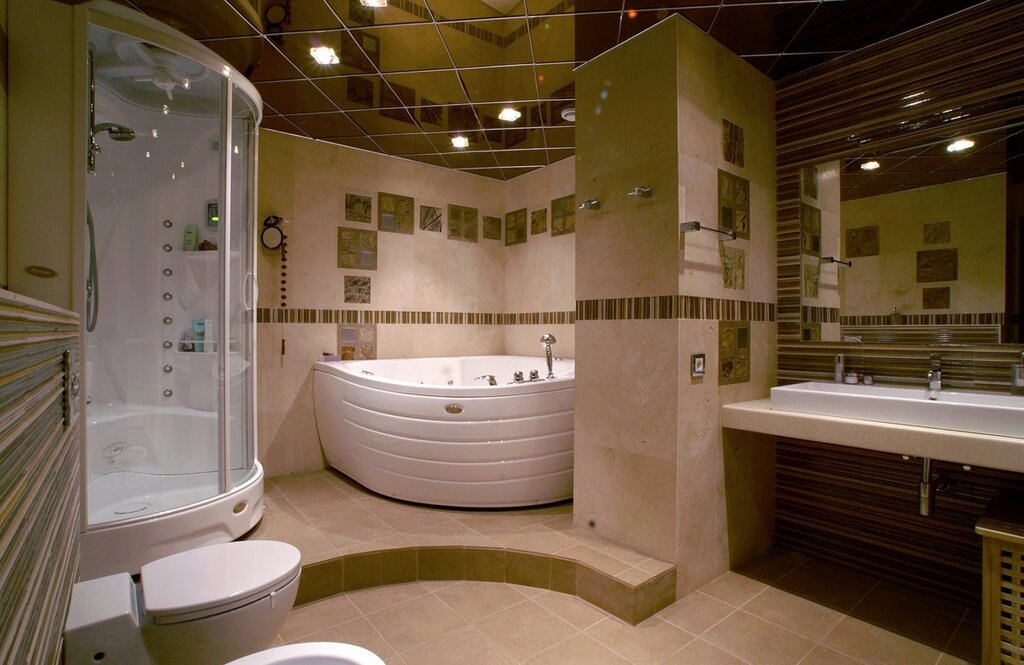 Corner bathtub in interior