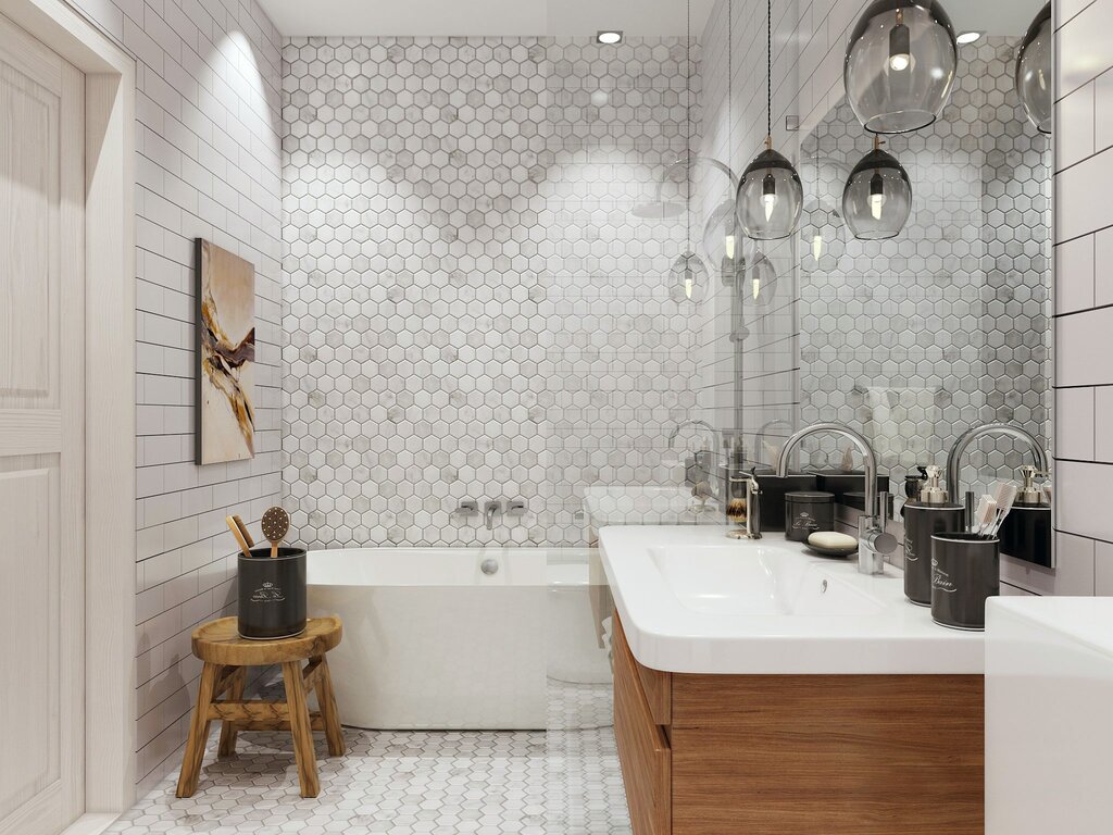 A bathtub in Scandinavian style