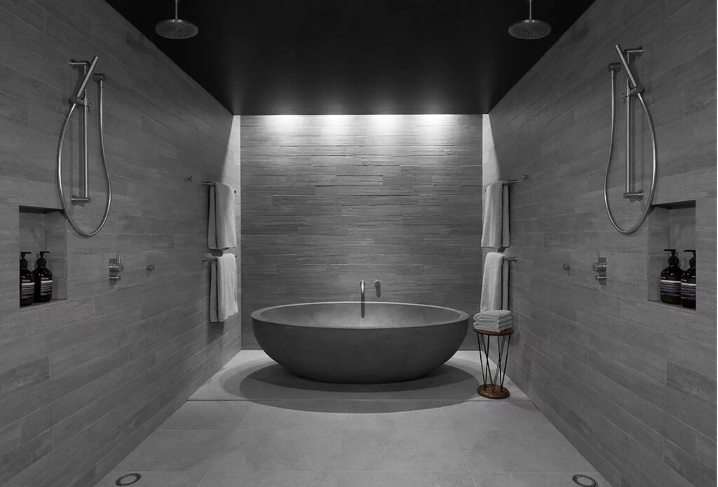 Ванная комната с бетонными стенами