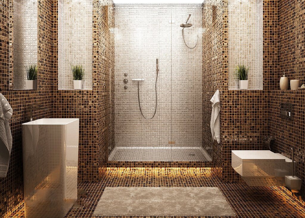 Ванная комната с мозаикой и плиткой