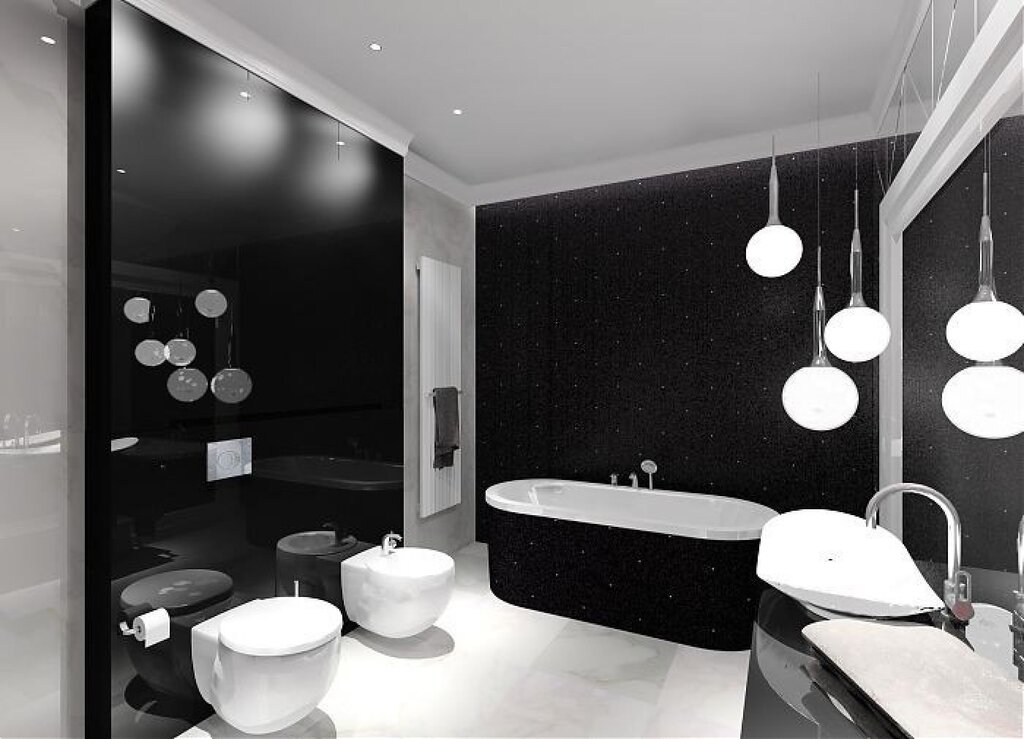 Ванная комната в черно белом стиле