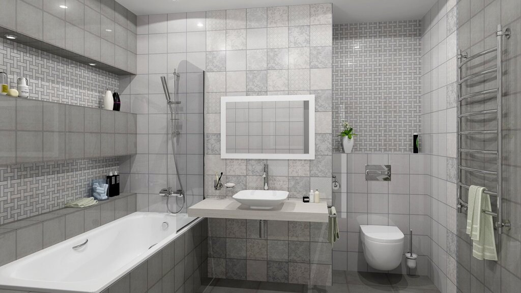 The bathroom in gray color