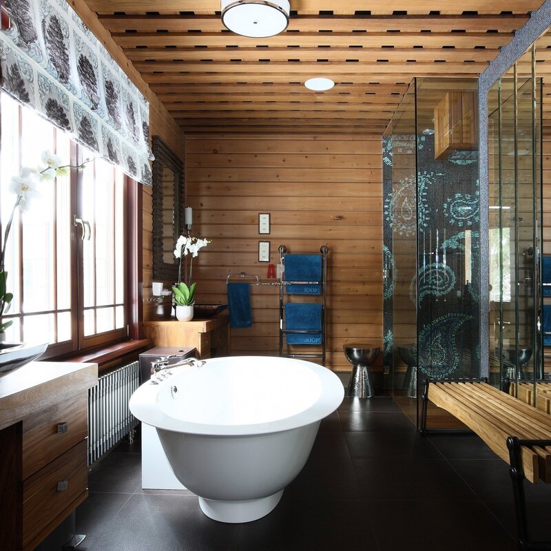 Bathroom in a wooden house