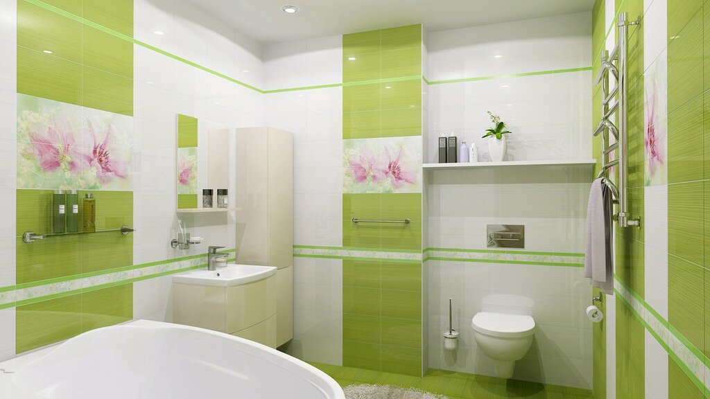 Bathroom in green color