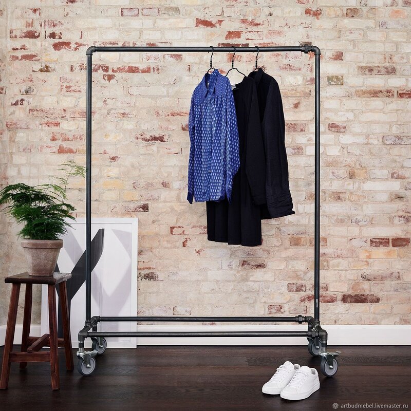 Loft-style clothing rack