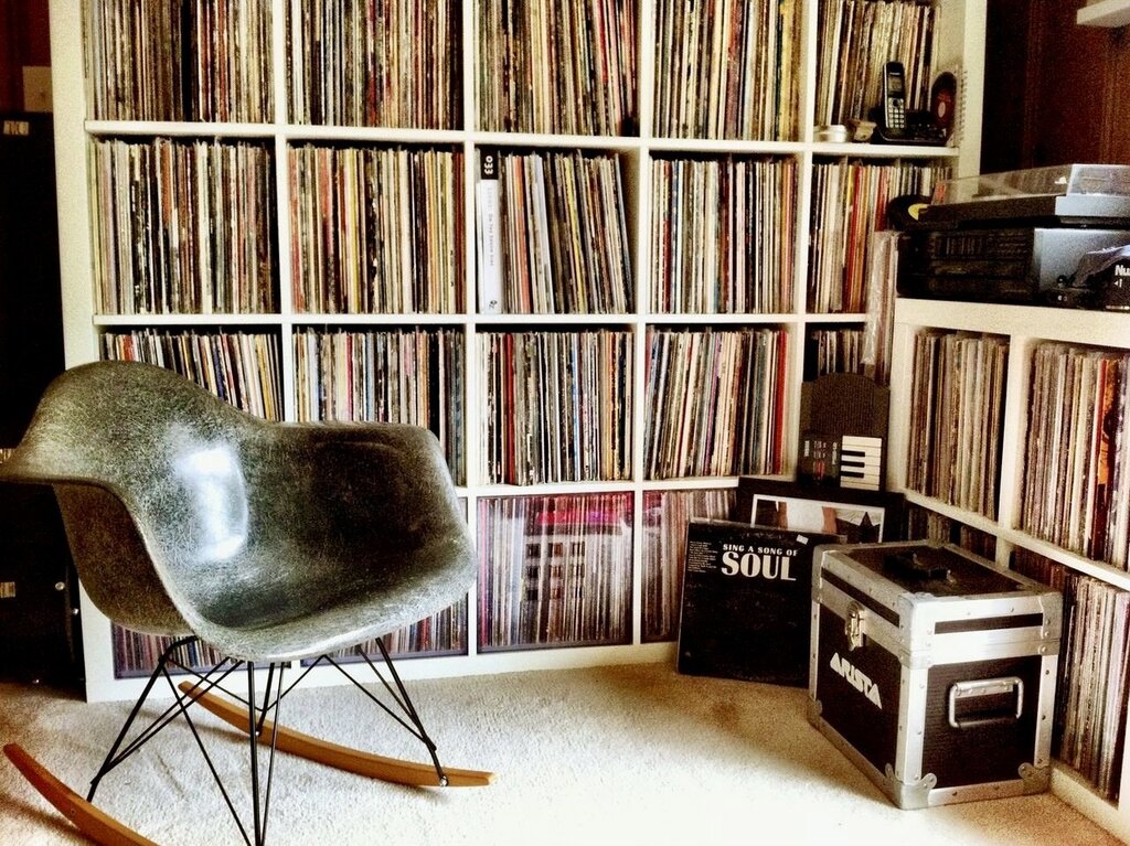 Vinyl records in the interior