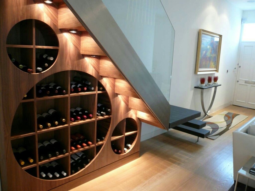 Wine cabinet under the stairs