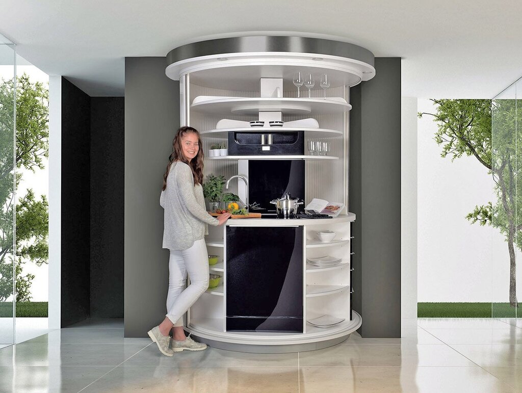 Rotating mini kitchens