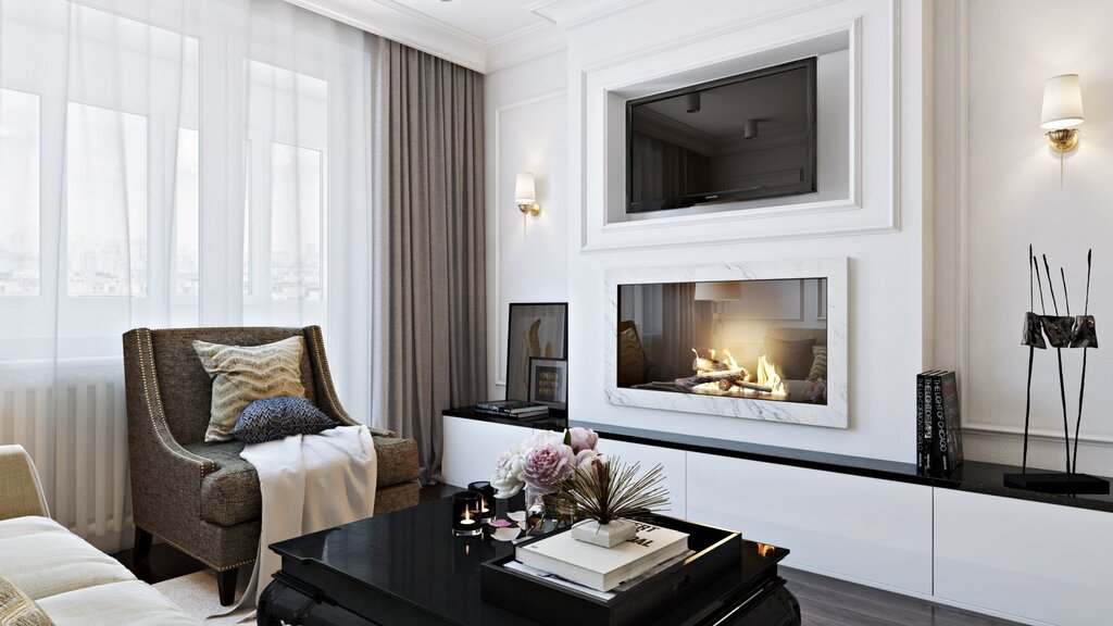 Built-in fireplace in the interior