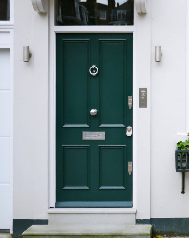 Green entrance door