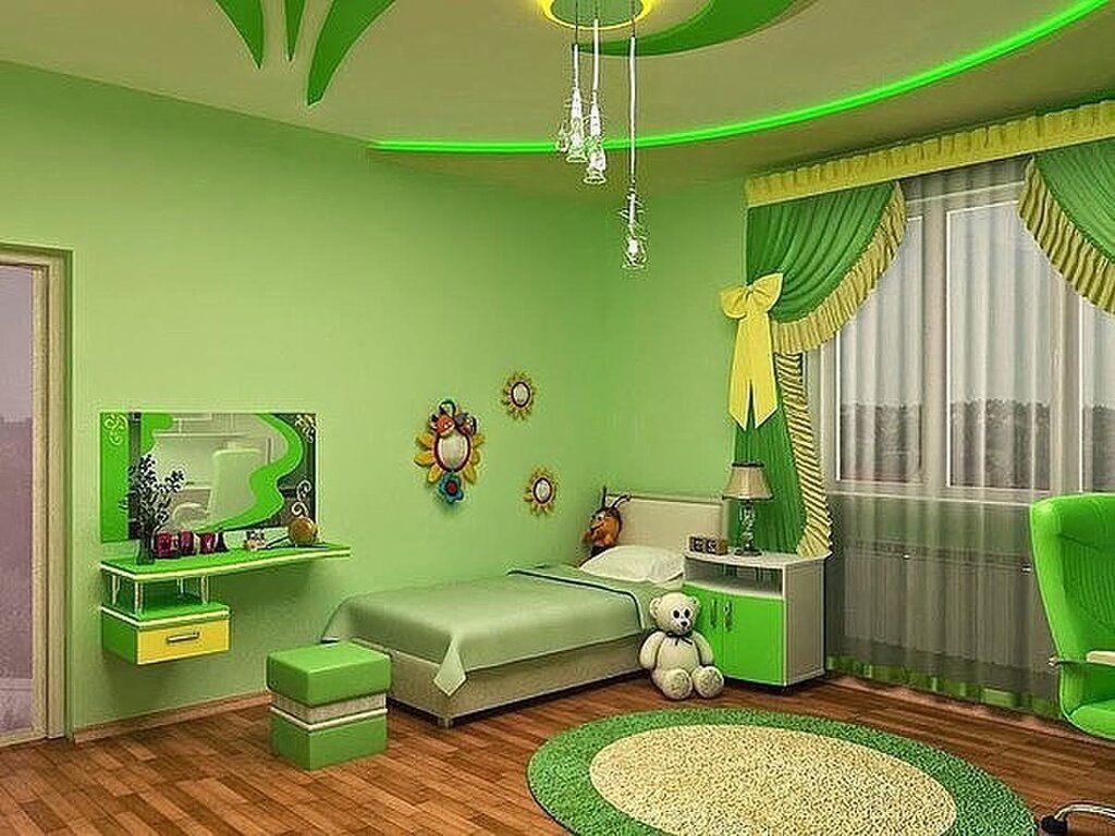 Зеленые обои в детской комнате 50 фото