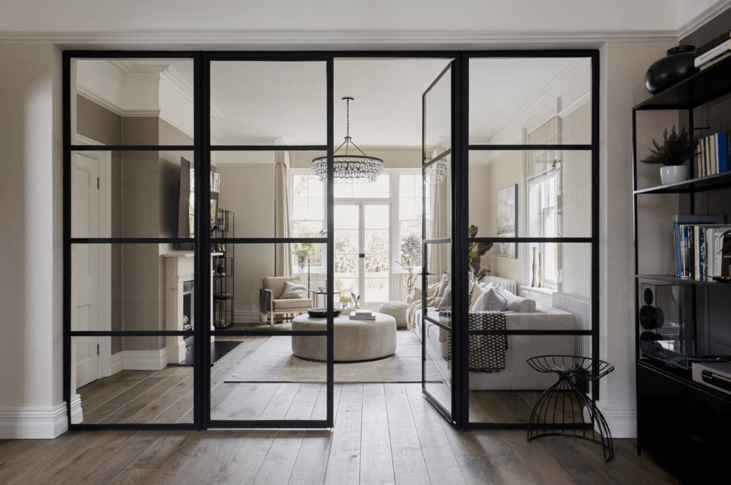 Mirrored hinged doors