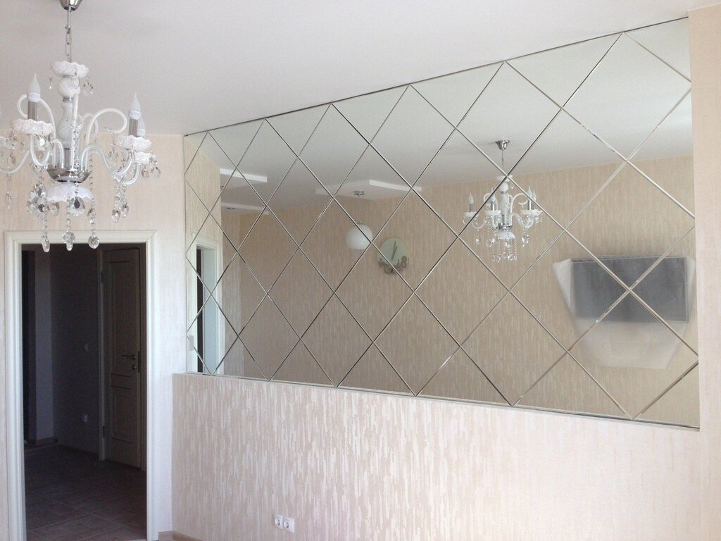 A mirrored panel for the wall with a beveled edge