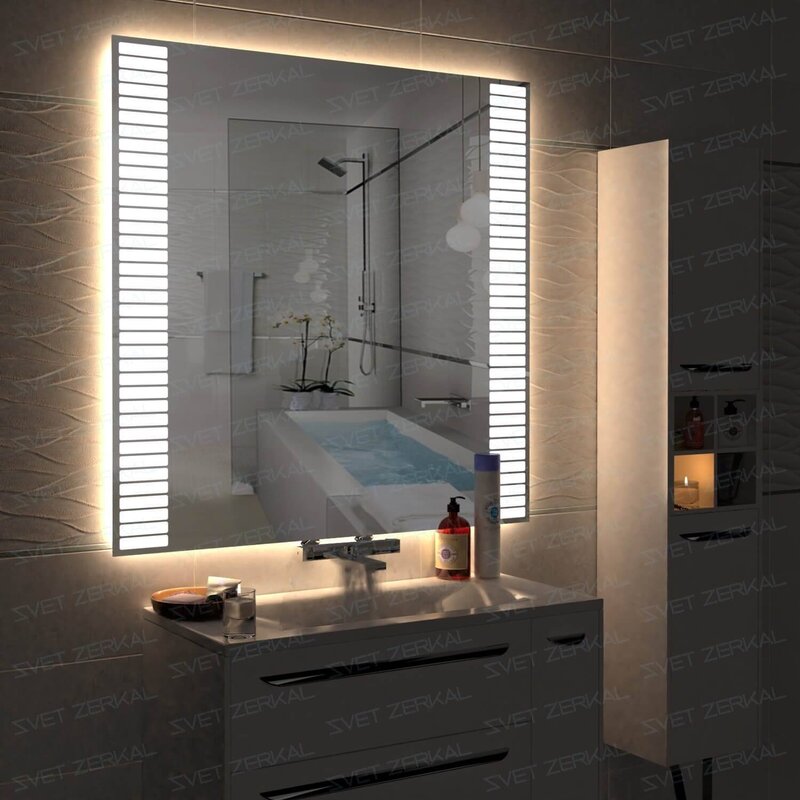 Mirror with lighting for the bathroom