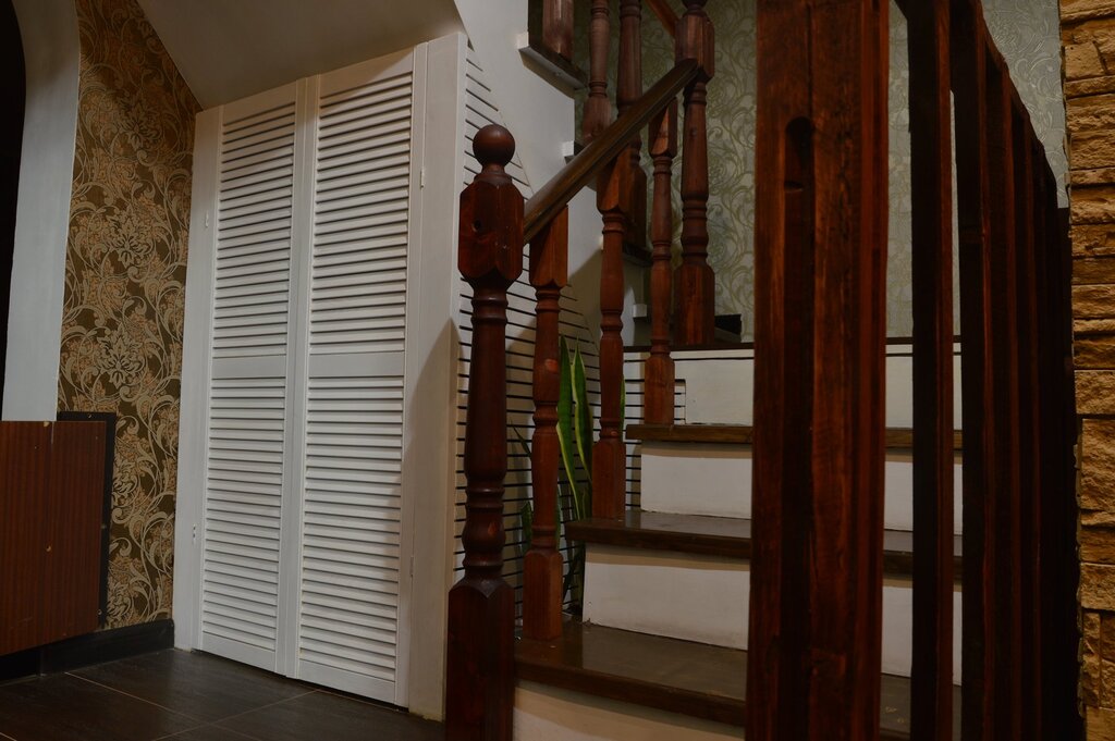 Louvered doors under the stairs