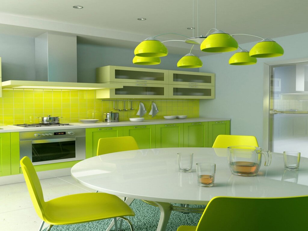 Yellow chandelier for the kitchen