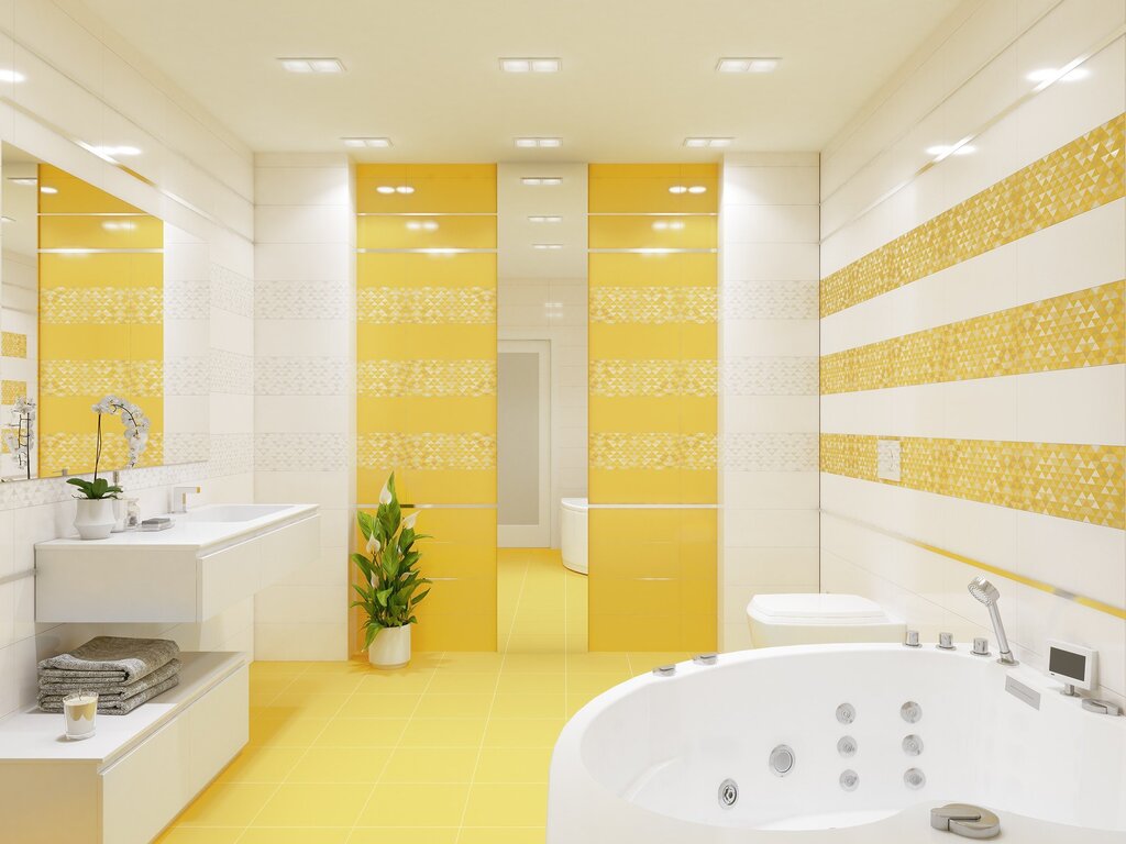 Желтая плитка для ванной комнаты